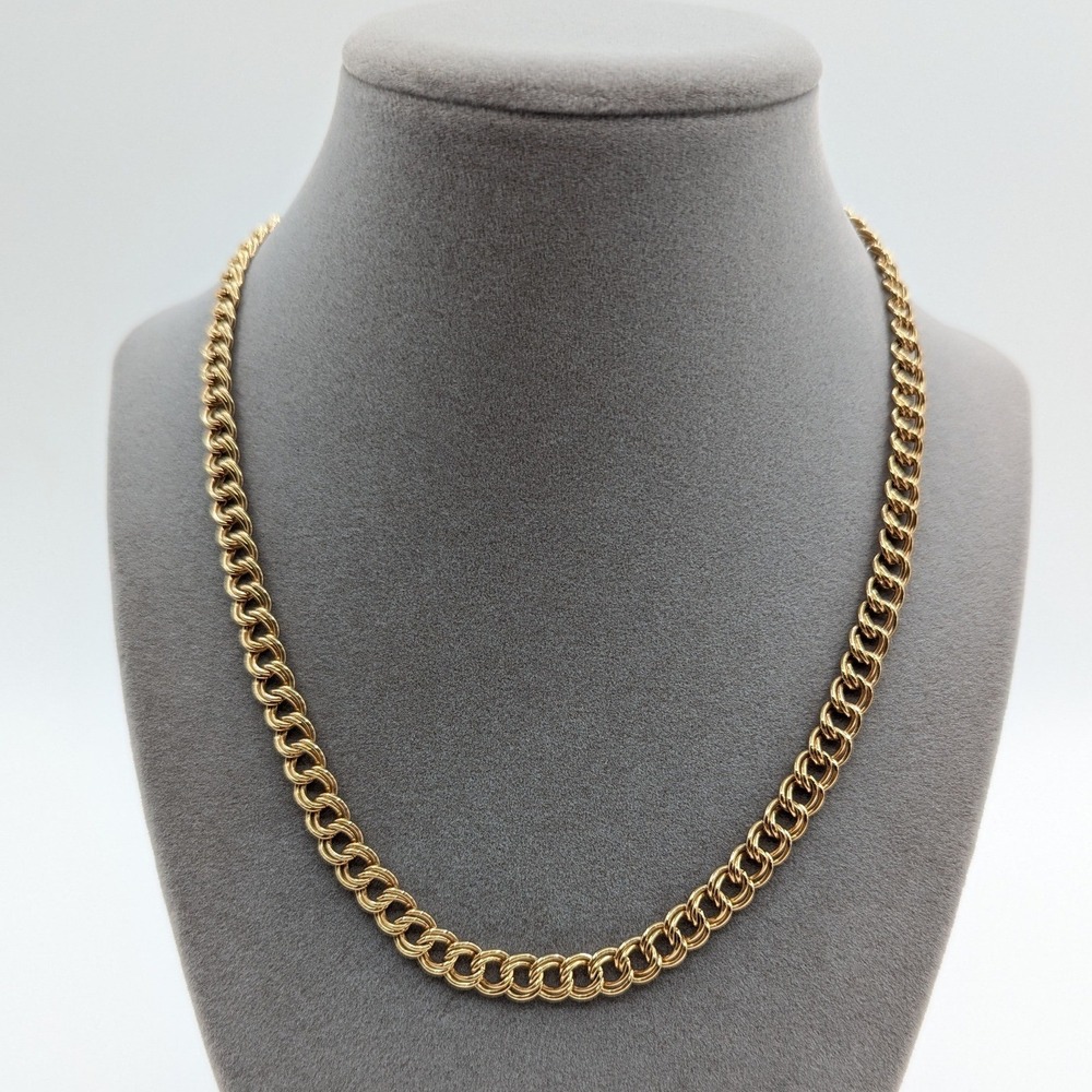 Sarah Coventry Vintage‎ Gold Tone Double Link Curb Chain Necklace 17 Inch